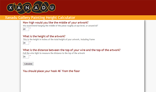 Click Here to Use Xanadu Gallery's Height Calculator